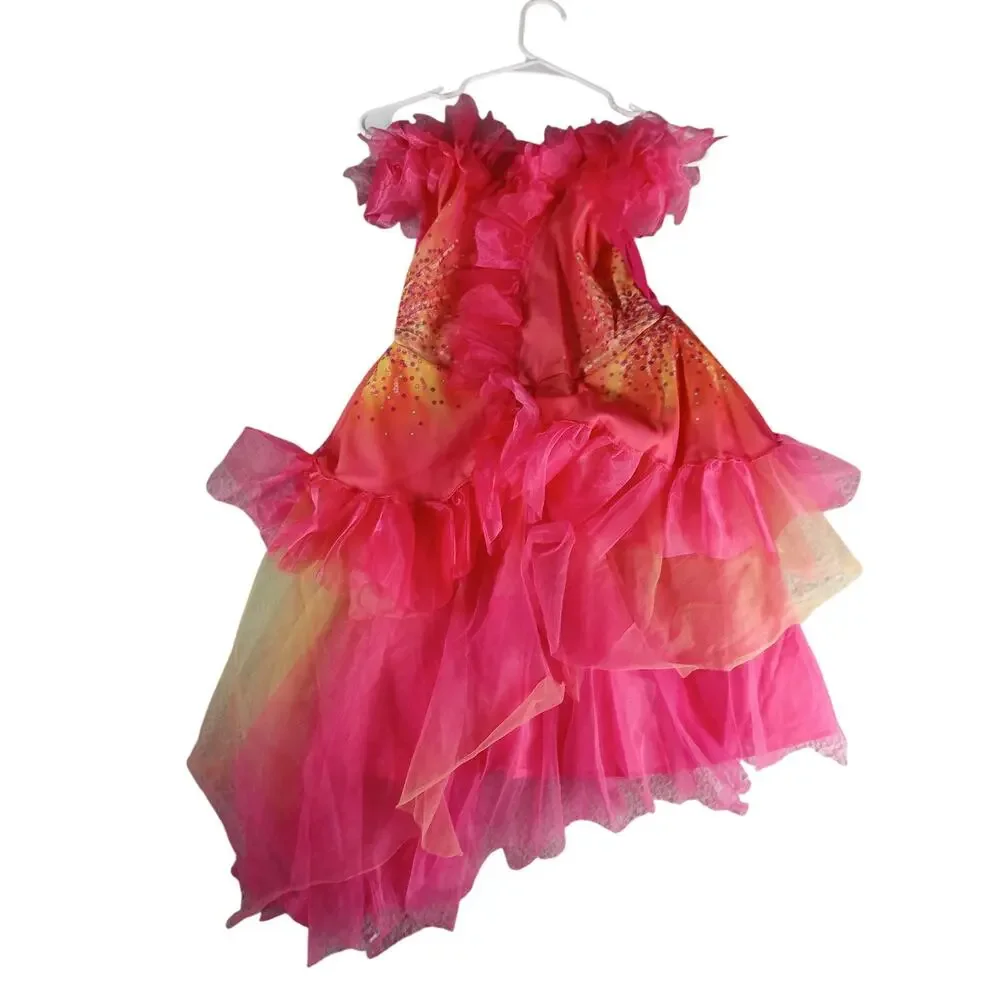 Wicked Glinda Ball Gown Costume Kids Medium (7-8) Dress Oz Dust Pink Orange NWOT